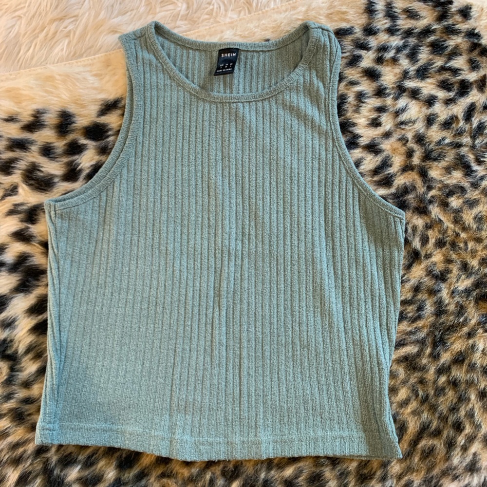 Sage green ribbed,cropped tank top